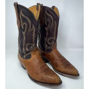 VTG Tony Lama 3132 Imperial Cowboy Boots Mens 12D Brown Snip Toe Western Rodeo